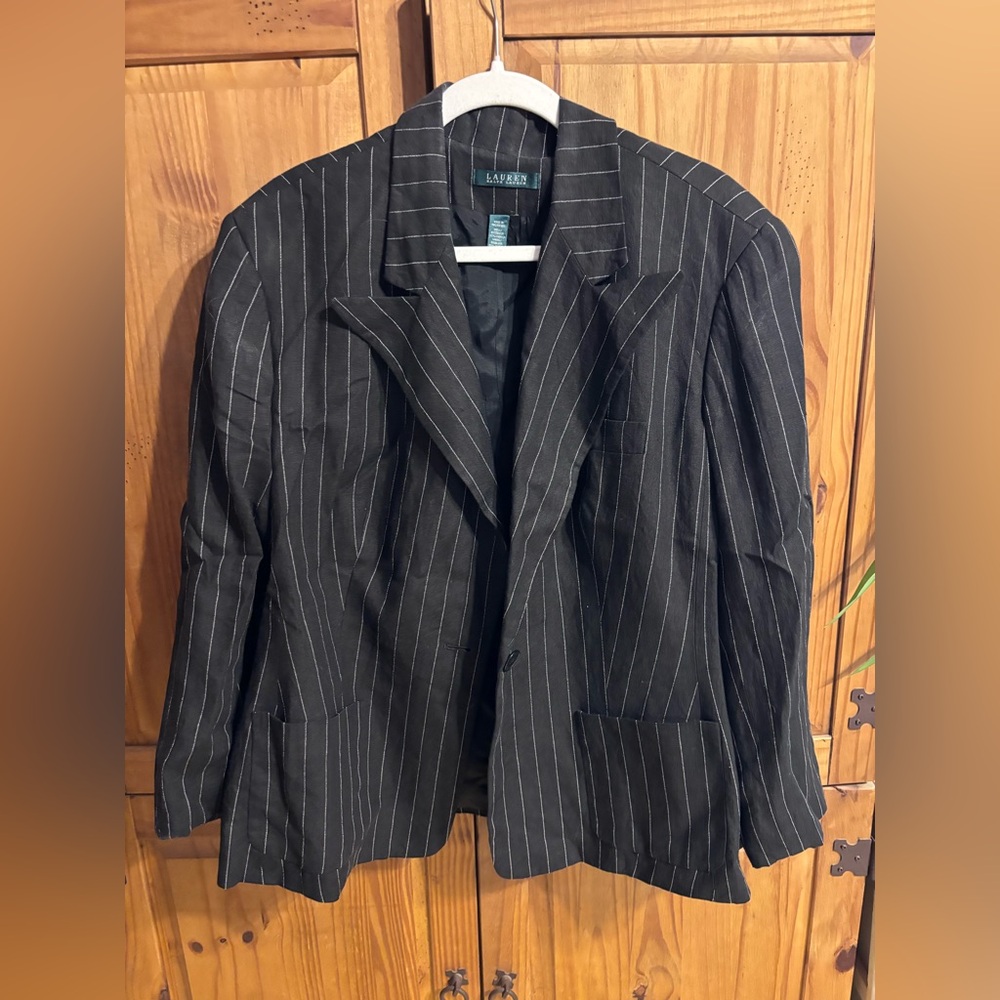 Lauren Ralph Lauren Black Pinstripe Blazer, sz 2X
